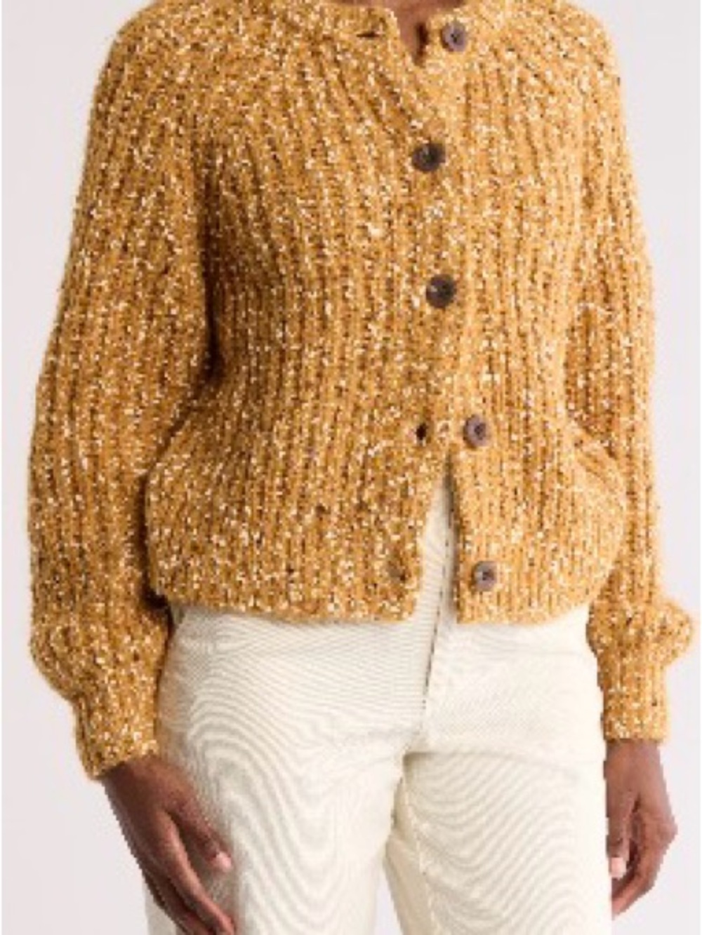 Melrose and Market Textured Mustard Button-Front Cardigan